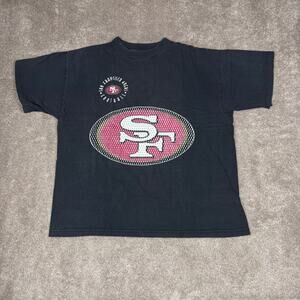 Vtg San Francisco 49ers T-shirt True Fan Size XL Black Football NFL